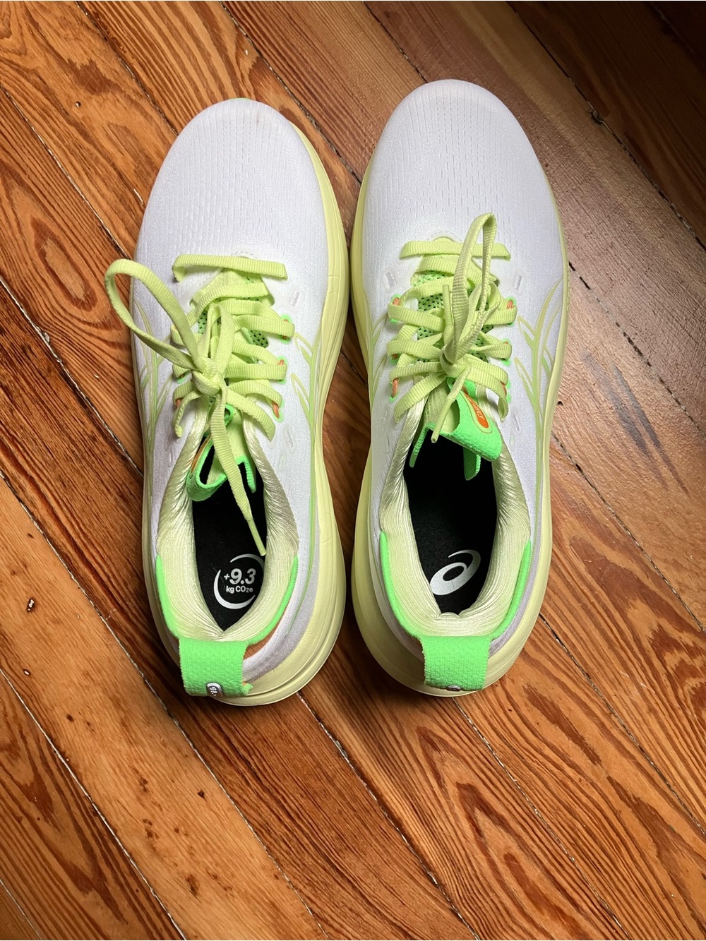 ASICS White and Neon Yellow-Green Women's Running Sneakers